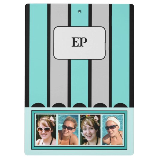 Dubbelzijdig voeg initialen 8 foto's grijze munt t klembord (Achterkant)