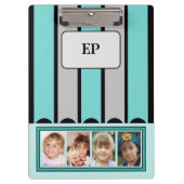 Dubbelzijdig voeg initialen 8 foto's grijze munt t klembord (Voorkant)