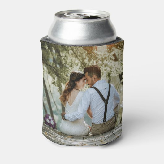 Dubbelzijdig Voeg uw eigen aangepaste trouwfoto to Blikjeskoeler (Blikje Achterkant)