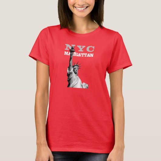 Dubbelzijdig vrijheidsbeeld Manhattan New York T-shirt (Voorkant)
