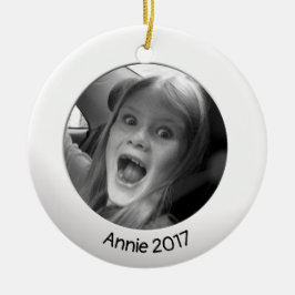 Dubbelzijdig wit 2 x Aangepaste foto en tekst Keramisch Ornament