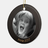 Dubbelzijdig zwart 2 x aangepaste foto en tekst keramisch ornament (Links)