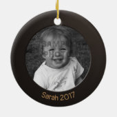 Dubbelzijdig zwart 2 x aangepaste foto en tekst keramisch ornament (Achterkant)