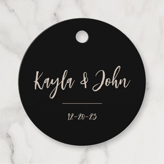 Dubbelzijdig zwart bruiloft gunst dank u Labels (Voorkant)