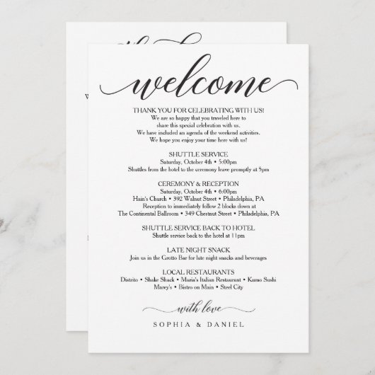 Dubbelzijdige bruiloft - Welkom op het huwelijk Kaart (Voorkant / Achterkant)