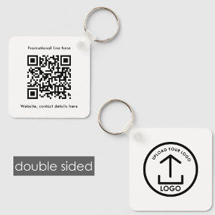 Dubbelzijdige Business Logo Text Promo QR-code Sleutelhanger