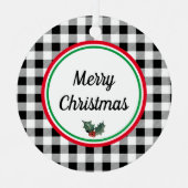 Dubbelzijdige Custom Buffalo Check Vrolijk Kerstfe Metalen Ornament (Voorkant)