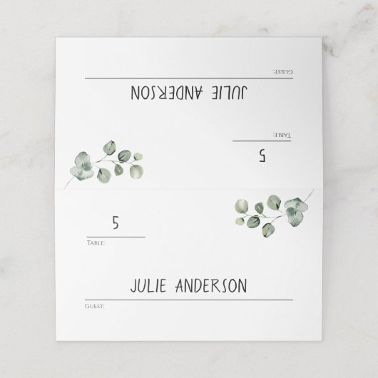 Dubbelzijdige Eucalyptus lijn voor tafel en naam (Buitenkant ongevouwen)