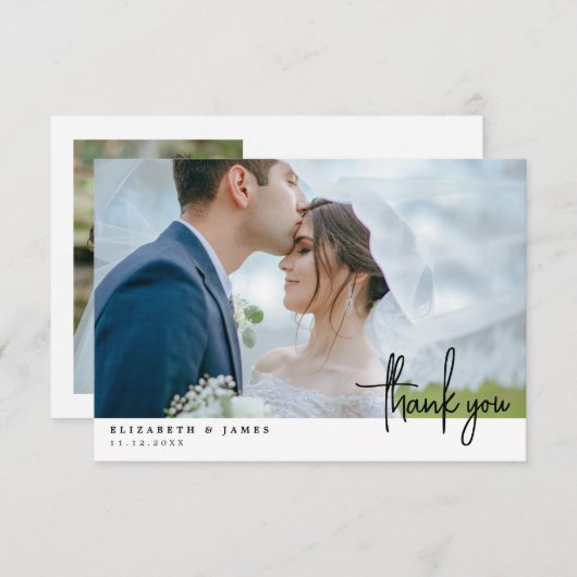 Dubbelzijdige foto bruiloft dank u kaart (Voorkant / Achterkant)