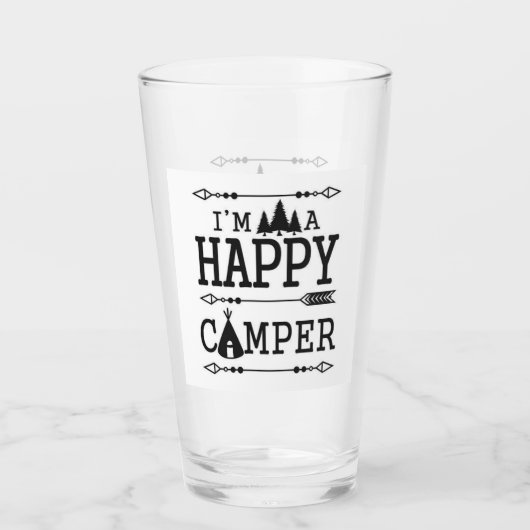 ****DUBBELZIJDIGE HAPPY CAMPER**** GLAS (Voorkant)