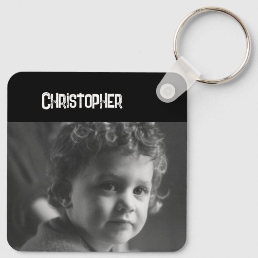 Dubbelzijdige liefdesvader voegt zwarte witte foto sleutelhanger (Achterkant)