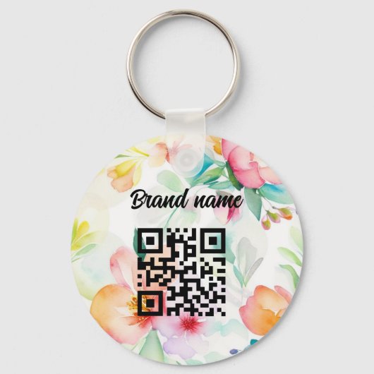 Dubbelzijdige Logo QR Code floral sleutelhanger (Achterkant)