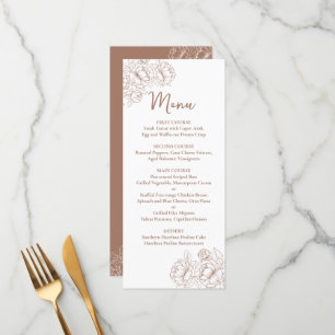 Dubbelzijdige Mocha Mousse Boho Floral Wedding Bar Menu