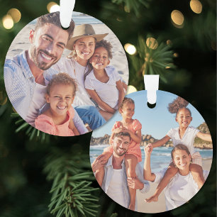 Dubbelzijdige op maat gemaakte kerstfoto van twee  ornament