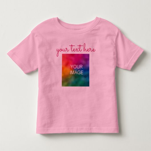 Dubbelzijdige print upload foto voeg tekst roze ba kinder shirts (Voorkant)