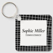 Dubbelzijdige QR-code Eenvoudige zwarte en witte R Sleutelhanger (Voorkant)