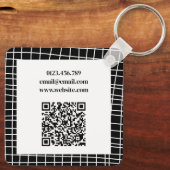 Dubbelzijdige QR-code Eenvoudige zwarte en witte R Sleutelhanger (Achterkant)
