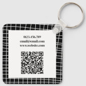 Dubbelzijdige QR-code Eenvoudige zwarte en witte R Sleutelhanger (Achterkant)