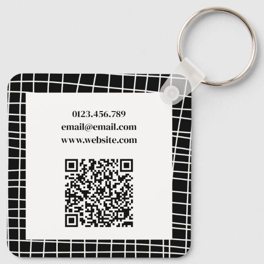 Dubbelzijdige QR-code Eenvoudige zwarte en witte R Sleutelhanger (Achterkant)