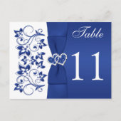 Dubbelzijdige Royal Blue en White Table Number 2 Briefkaart (Voorkant)