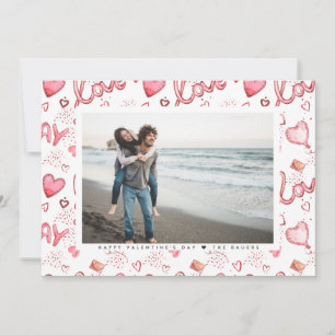 Dubbelzijdige Valentijnskaart met foto Rode Lief Feestdagenkaart