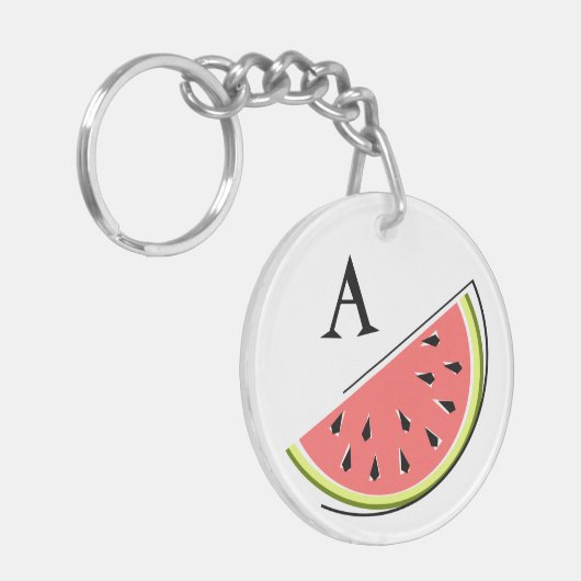 Dubbelzijdige watermeloenswitmonogram sleutelhanger (Voorkant Links)