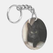 Dubbelzijdige zwarte kat-Sleutelhanger Sleutelhanger (Voorkant Links)