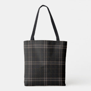 Dubbelzwart, grijs, geel Tartan Tote Bag