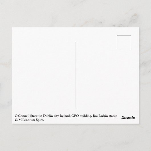 Dublin centrum, GPO & Millennium Spire Briefkaart (Achterkant)