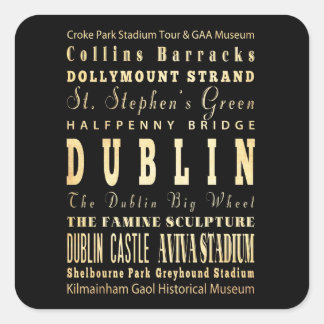 Dublin City of Ireland Typografie Kunst Vierkante Sticker