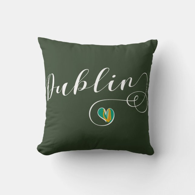 Dublin Heart Throw Cushion, Ierland Kussen (Voorkant)