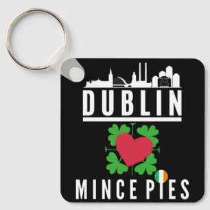 Dublin houdt van Mince Pies stadsgezicht Sleutelhanger