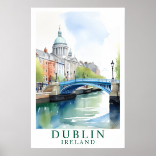 Dublin Ierland Brug Watercolor Kunst Poster