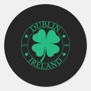 Dublin Ierland East 988 Clover Leaf Shamrock St. P Ronde Sticker
