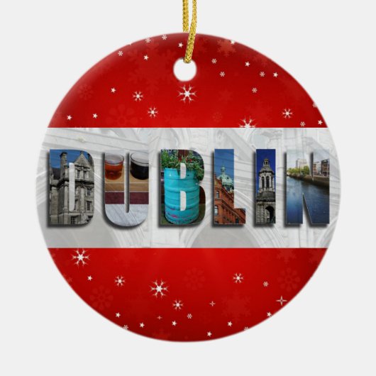 Dublin Ierland Reisfoto's Snowflake Kerstmis Keramisch Ornament (Voorkant)