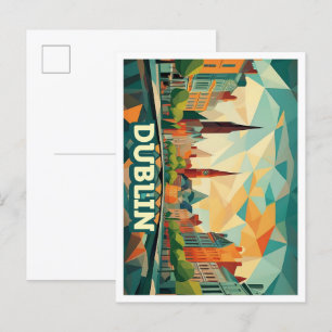 Dublin Ierland Reizen artistiek kleurrijk Briefkaart