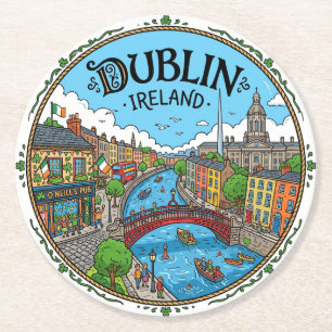 Dublin Ierland Ronde Kartonnen Onderzetter