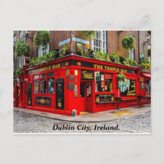 Dublin Ierland Temple Bar kasseienstraat Briefkaart