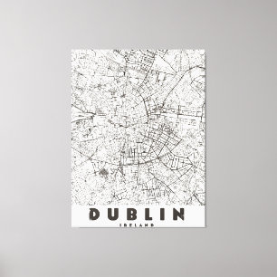 Dublin Ierland Vintage Reis Kaart Canvas Afdruk