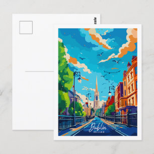 Dublin Ierland vintage reisplaats illustratie Briefkaart
