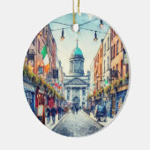 Dublin Ierland Waterverf Kerstmis Keramisch Ornament (Links)