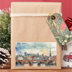 Dublin Ireland City Silhouette Waterverf Painting Rechthoekige Sticker