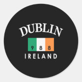 Dublin Ireland Flag Est 988 St Patricks Day Ronde Sticker (Voorkant)