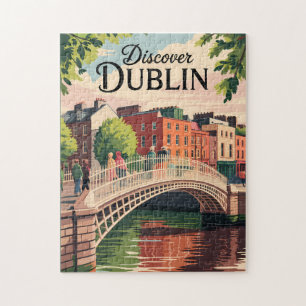 Dublin Ireland Illustration Travel Art Vintage Legpuzzel