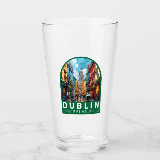 Dublin Ireland Travel Art Vintage Glas (Voorkant)