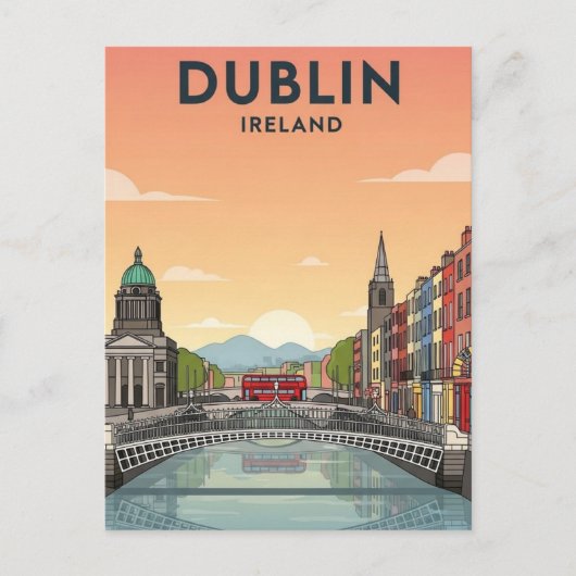 Dublin Ireland Travel Briefkaart (Voorkant)