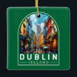 Dublin Irlande Travel Art Vintage<br><div class="desc">Design de voyage vectoriel rétro de Dublin. Ses bâtiments historiques comprennent le château de Dublin datant du XIIIe siècle et l'imposante cathédrale Saint-Patrick,  fondée en 1191.</div>