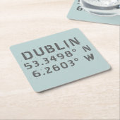 Dublin Latitude Longitude Vierkante Kartonnen Onderzetter (Schuin)