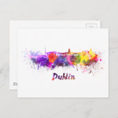 Dublin skyline in watercolor briefkaart (Voorkant / Achterkant)