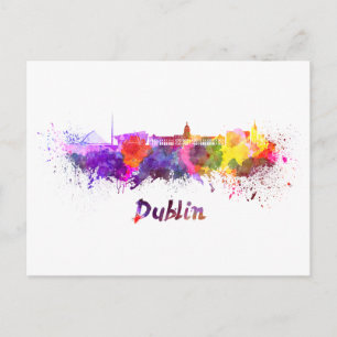 Dublin skyline in watercolor briefkaart